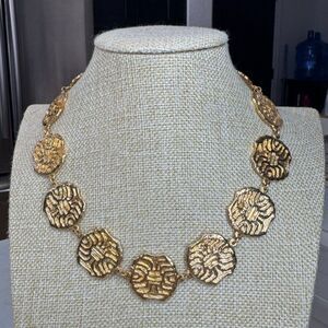 Rare 1990s Evelyne Alay Gold Medallion Necklace|Signed American Designer Jewelry